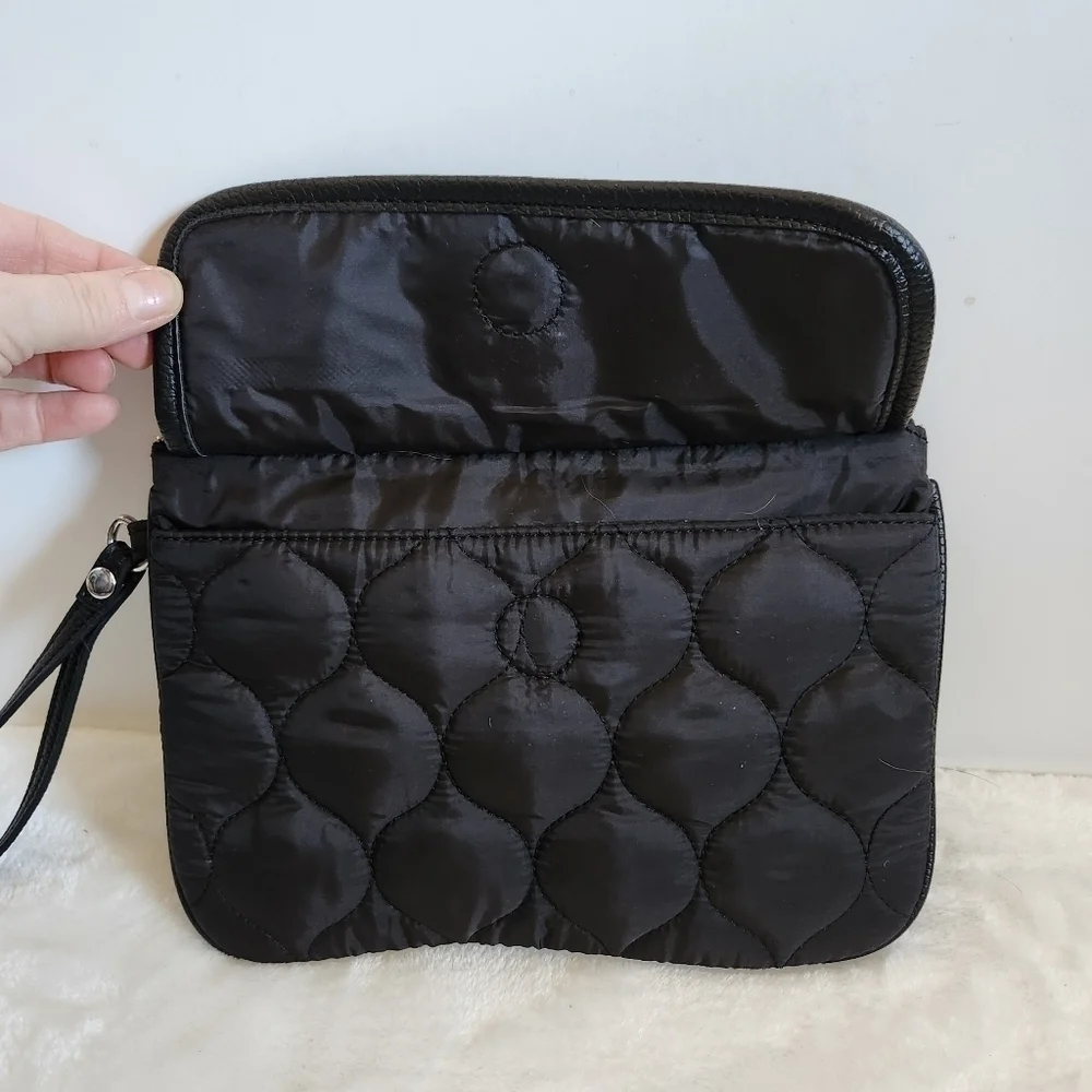 Cynthia Rowley Black Nylon Padded Quilted Large Wristlet Wallet